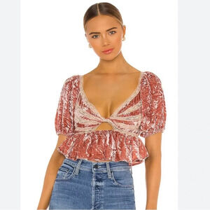 Free People Yours Truly Velvet Top Mauve NWT Small